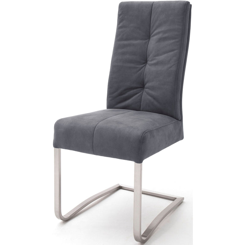 Set 2 scaune tapitate cu stofa si picioare metalice, Salva I Gri / Crom, l45xA63xH102 cm (3)