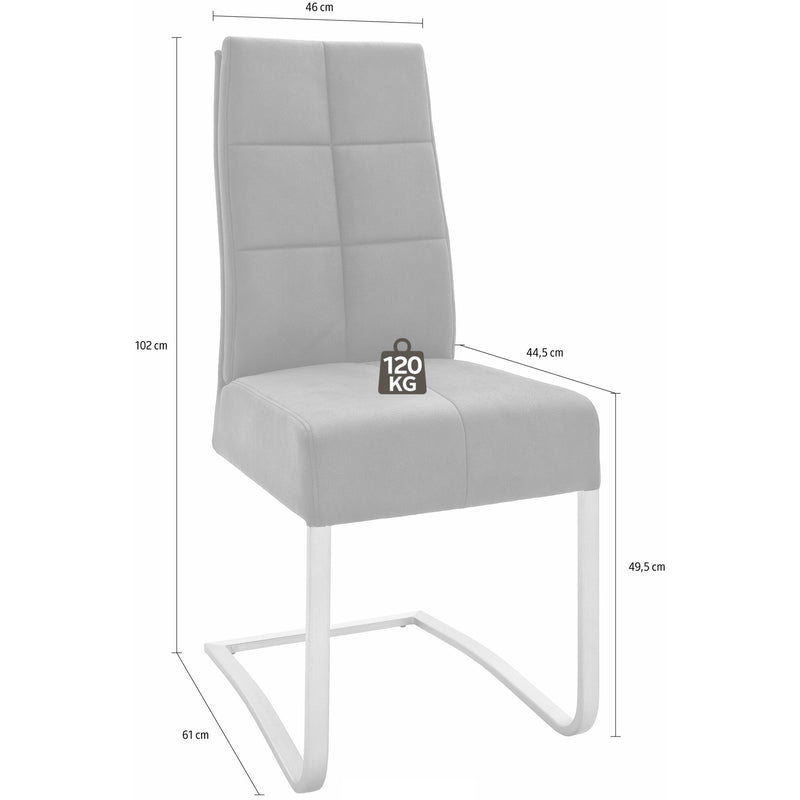 Set 2 scaune tapitate cu stofa si picioare metalice, Salva II Gri / Crom, l46xA61xH102 cm (9)