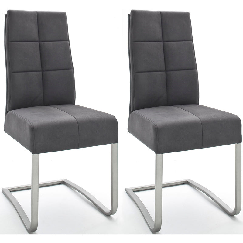 Set 2 scaune tapitate cu stofa si picioare metalice, Salva II Gri / Crom, l46xA61xH102 cm