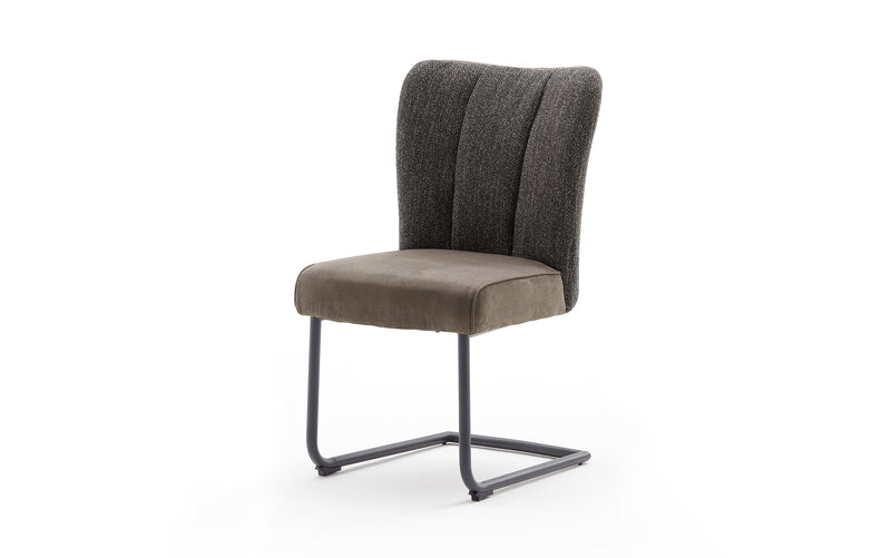 Set 2 scaune tapitate cu stofa si picioare metalice, Santiago B Swing, Antracit / Negru, l53xA64xH93 cm (1)
