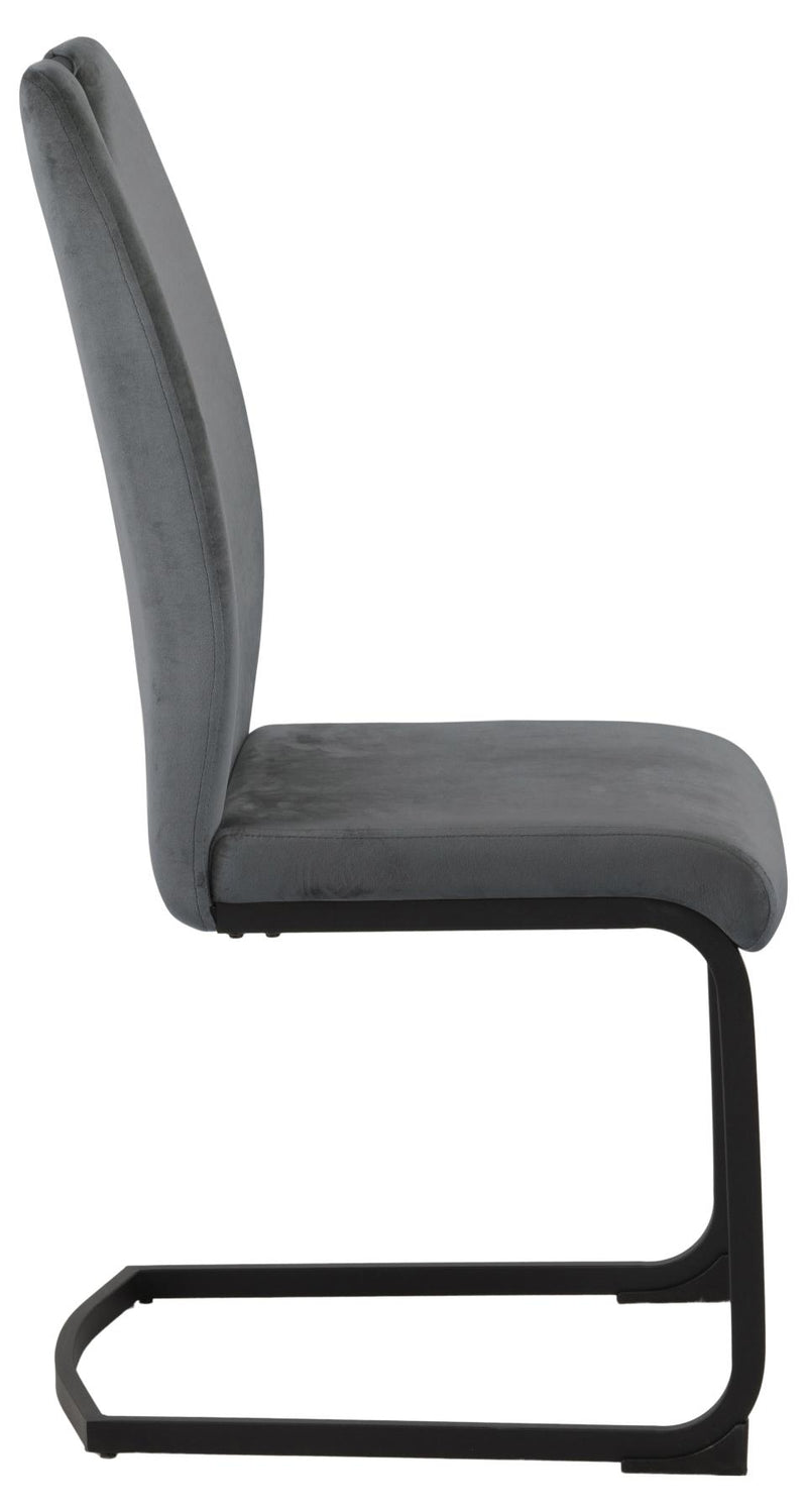 Set 2 scaune tapitate cu stofa si picioare metalice, Ulla Velvet Gri inchis / Negru, l43xA58xH100 cm (4)