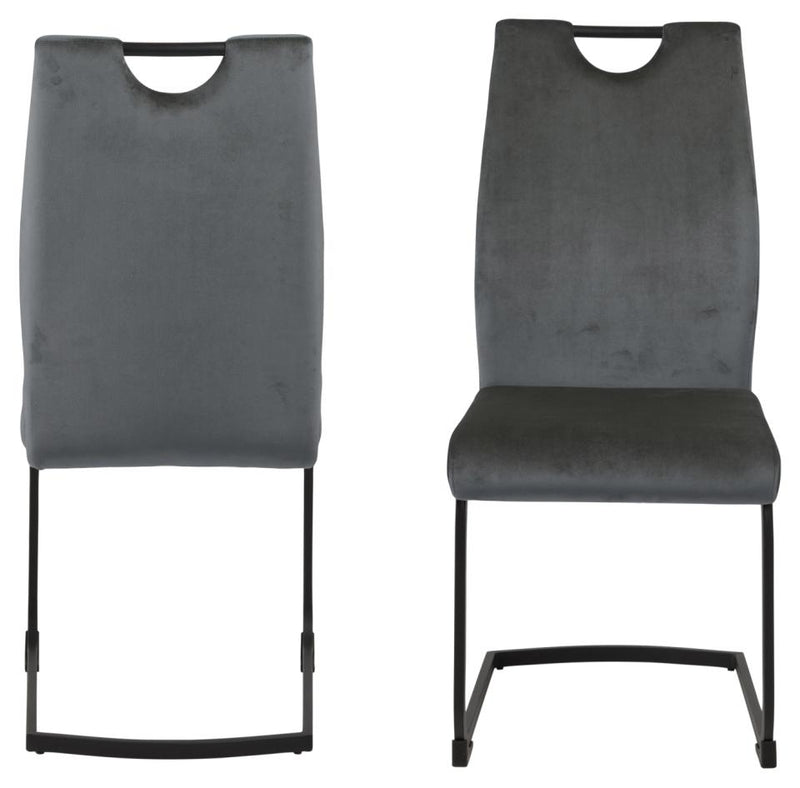 Set 2 scaune tapitate cu stofa si picioare metalice, Ulla Velvet Gri inchis / Negru, l43xA58xH100 cm (3)