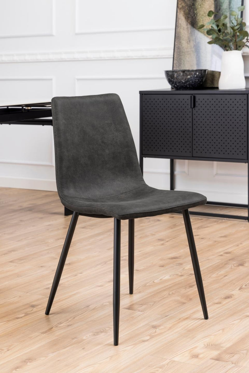 Set 2 scaune tapitate cu stofa si picioare metalice, Winnie Antracit / Negru, l45xA56,5xH85 cm (2)