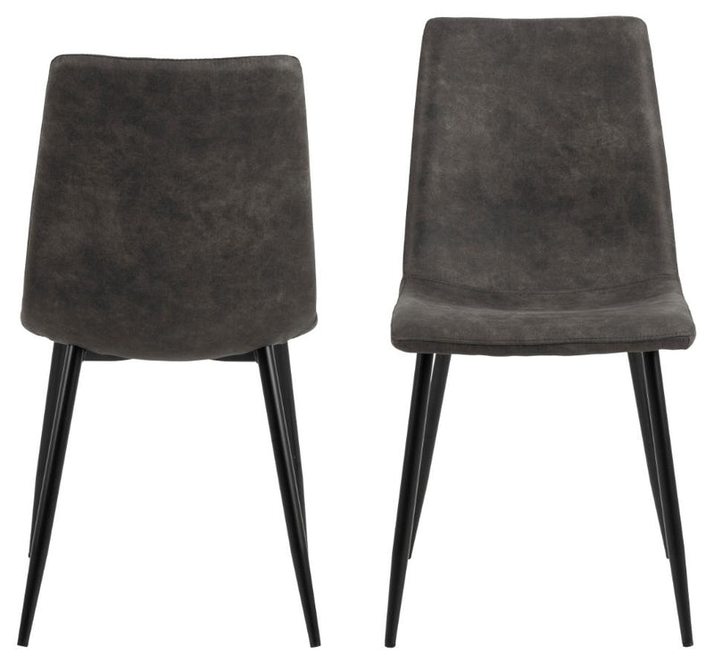 Set 2 scaune tapitate cu stofa si picioare metalice, Winnie Antracit / Negru, l45xA56,5xH85 cm (3)