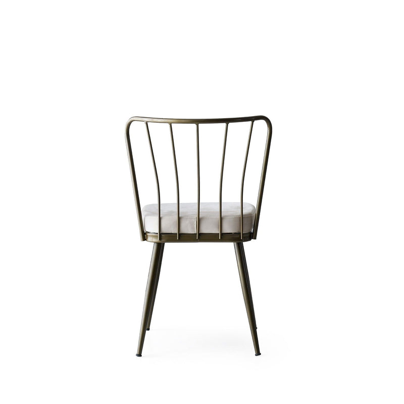 Set 2 scaune tapitate cu stofa si picioare metalice, Yildiz 984 Velvet Gri Deschis / Alama, l43xA42xH82 cm (3)