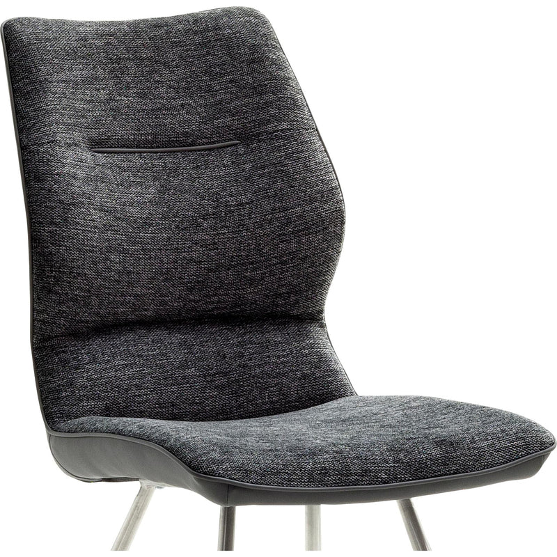 Set 2 scaune tapitate cu stofa si piele ecologica, cu picioare metalice, Orlando Antracit / Crom, l46xA63xH92 cm (6)