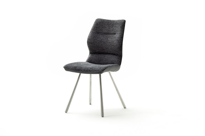 Set 2 scaune tapitate cu stofa si piele ecologica, cu picioare metalice, Orlando Antracit / Crom, l46xA63xH92 cm (7)