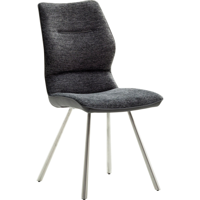 Set 2 scaune tapitate cu stofa si piele ecologica, cu picioare metalice, Orlando Antracit / Crom, l46xA63xH92 cm (5)