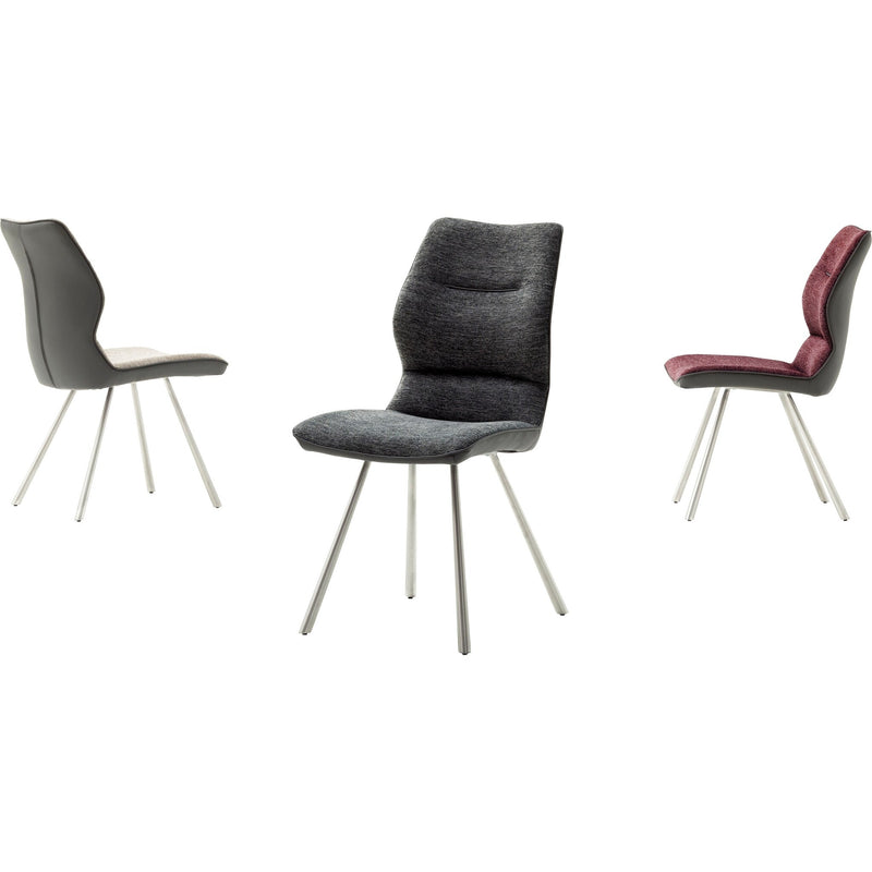Set 2 scaune tapitate cu stofa si piele ecologica, cu picioare metalice, Orlando Antracit / Crom, l46xA63xH92 cm (8)