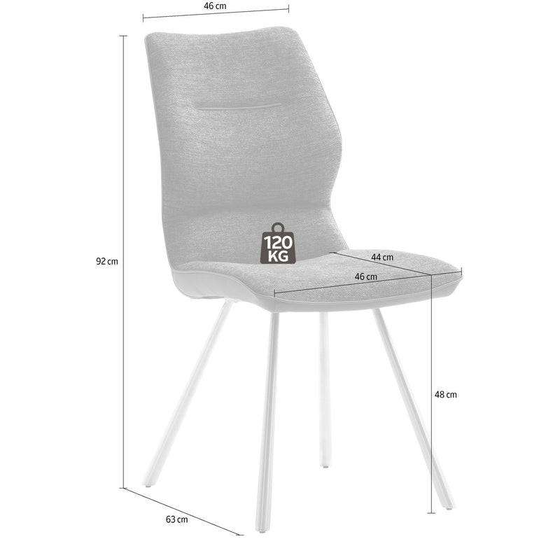Set 2 scaune tapitate cu stofa si piele ecologica, cu picioare metalice, Orlando Antracit / Crom, l46xA63xH92 cm (9)