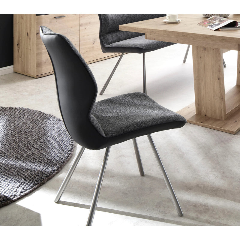 Set 2 scaune tapitate cu stofa si piele ecologica, cu picioare metalice, Orlando Antracit / Crom, l46xA63xH92 cm (4)