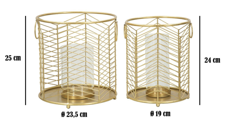 Set 2 suporturi metalice pentru lumanari Ring Auriu, Ø23,5xH25 / Ø19xH24 cm (7)