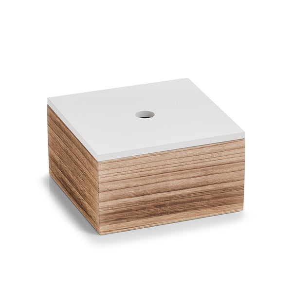 Set 3 cutii pentru depozitare cu capac, din lemn, Storage Square Alb / Natural, L16xl16xH8 / L20xl20xH11,2 / L24xl24xH14 cm (2)