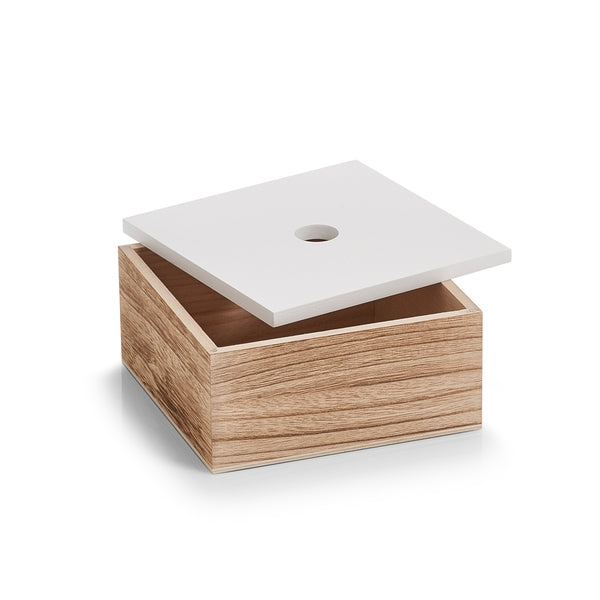 Set 3 cutii pentru depozitare cu capac, din lemn, Storage Square Alb / Natural, L16xl16xH8 / L20xl20xH11,2 / L24xl24xH14 cm (5)