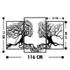 Set 3 decoratiuni metalice de perete, Love Tree Negru, l116xA1,5xH71 cm (3)