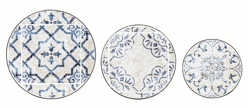 Set 3 masute suport flori din ceramica si metal, Erice Round Multicolor / Negru, Ø30xH68 cm / Ø25xH57 cm / Ø20xH51 cm (1)