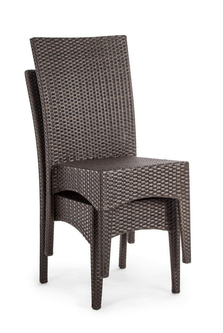 Set 4 scaune de gradina / terasa din fibre sintetice si metal Antalys Maro, l47xA58xH93 cm (6)