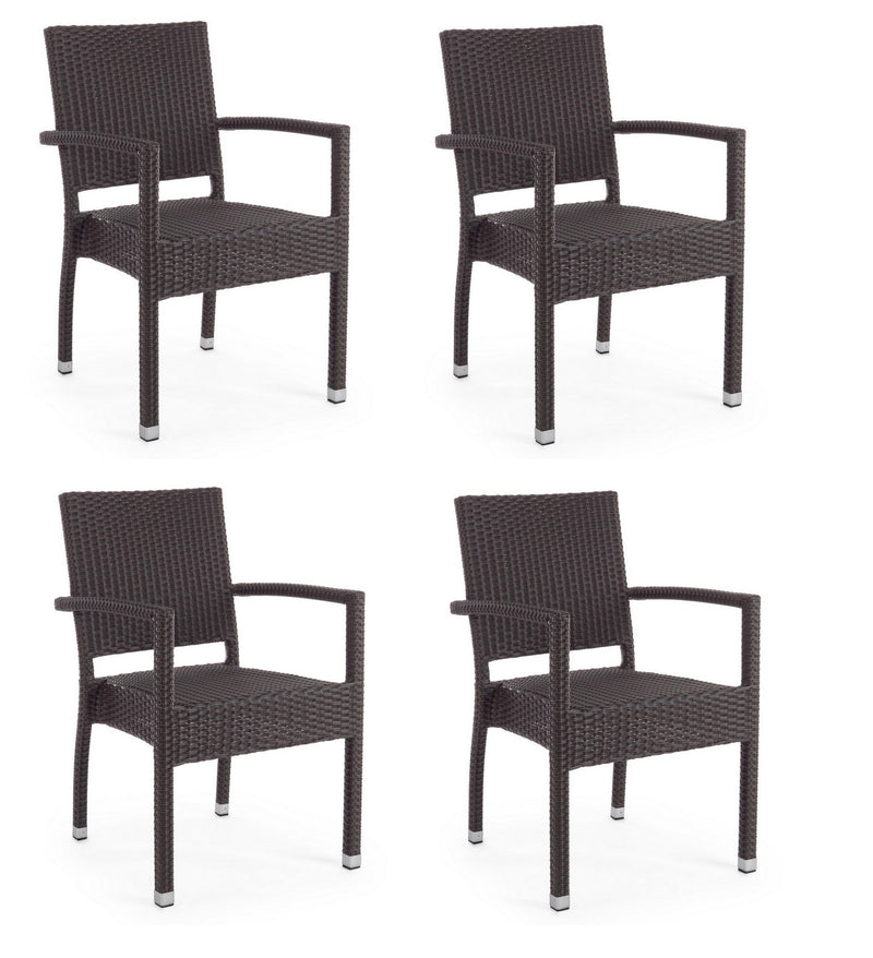 Set 4 scaune de gradina / terasa din fibre sintetice si metal Astoni Maro, l56xA59xH86 cm