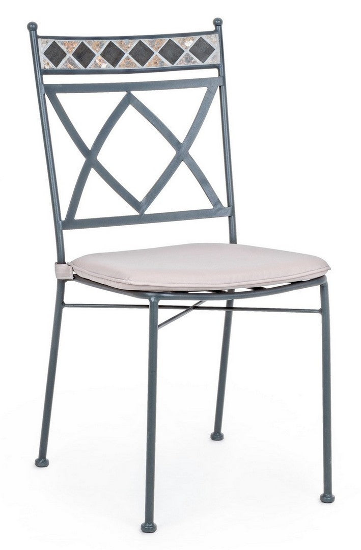 Set 4 scaune de gradina / terasa din metal cu perne detasabile, Berkley I Gri, l45xA53xH94 cm (1)