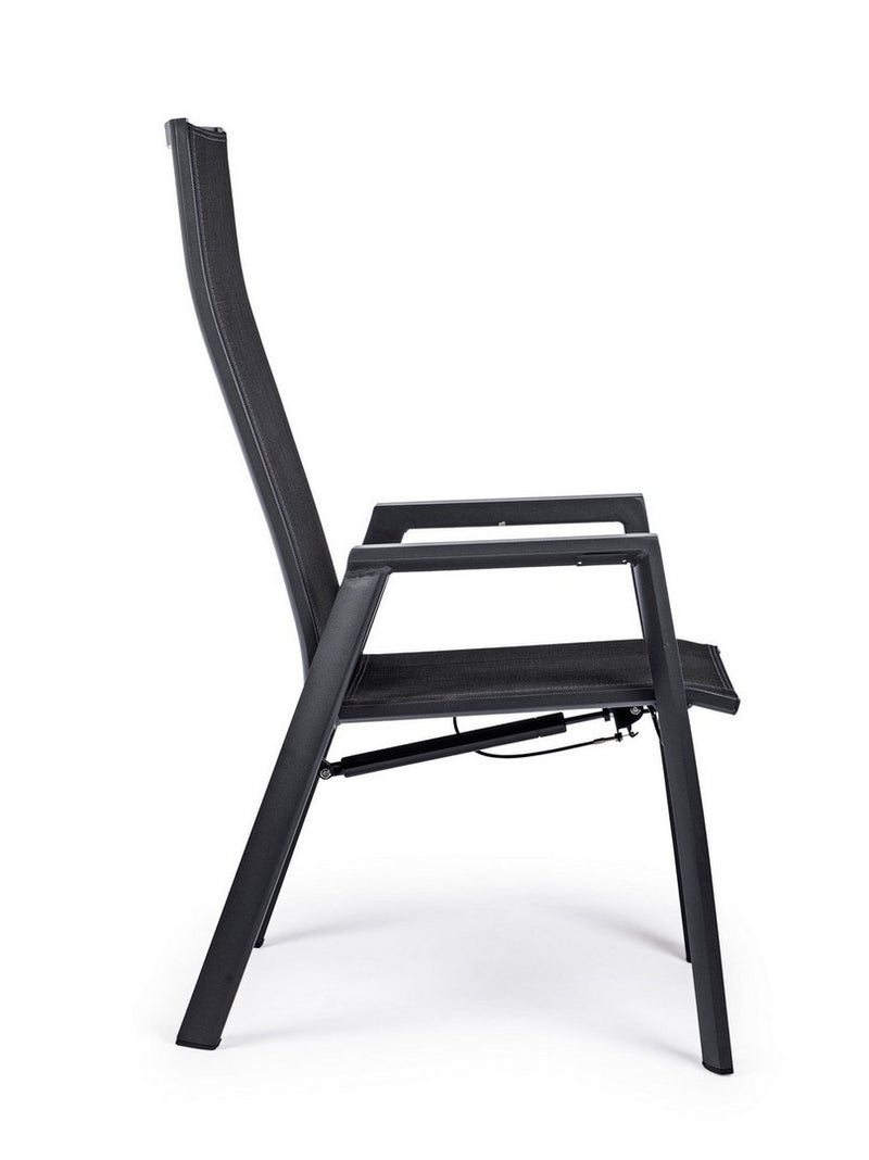 Set 4 scaune de gradina / terasa din metal, cu spatar reglabil, Steven Antracit, l59,5xA72xH112 cm (6)