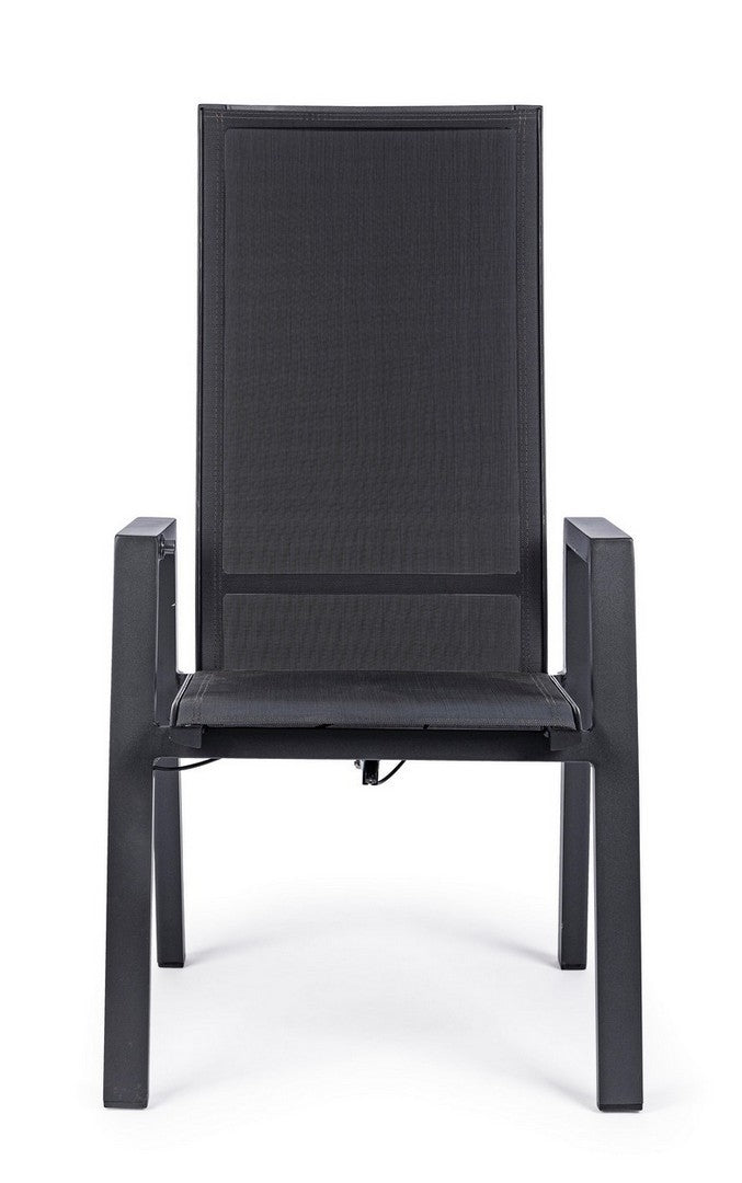 Set 4 scaune de gradina / terasa din metal, cu spatar reglabil, Steven Antracit, l59,5xA72xH112 cm (4)