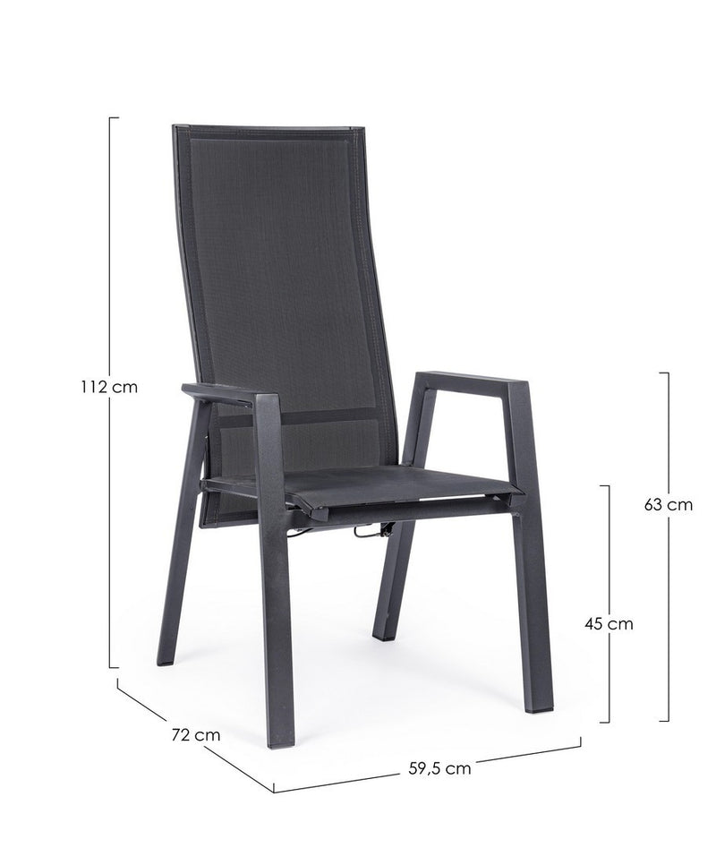 Set 4 scaune de gradina / terasa din metal, cu spatar reglabil, Steven Antracit, l59,5xA72xH112 cm (13)