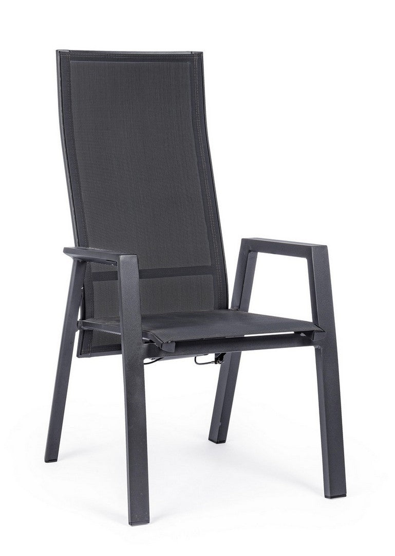 Set 4 scaune de gradina / terasa din metal, cu spatar reglabil, Steven Antracit, l59,5xA72xH112 cm (3)
