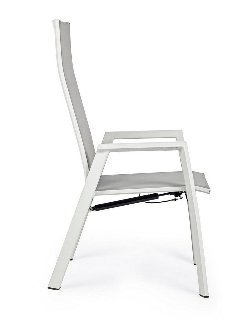 Set 4 scaune de gradina / terasa din metal si material textil, cu spatar reglabil, Steven Gri / Alb, l59,5xA72xH112 cm (6)