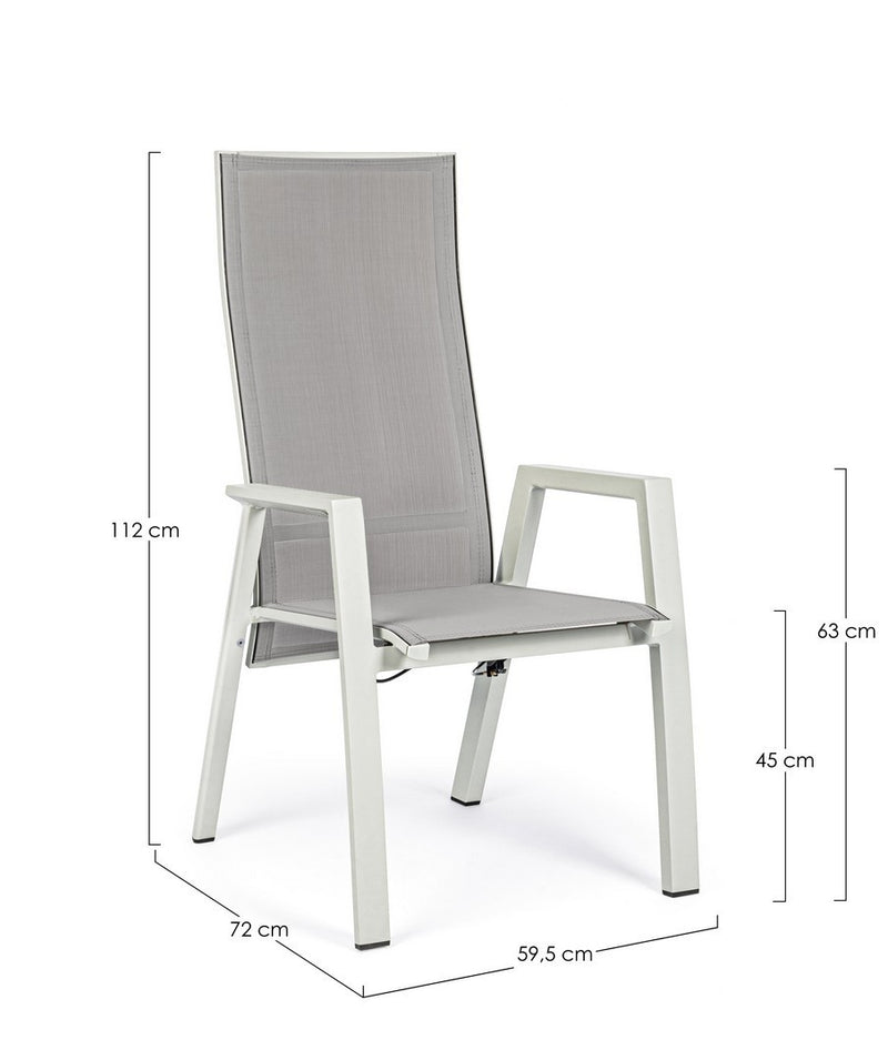 Set 4 scaune de gradina / terasa din metal si material textil, cu spatar reglabil, Steven Gri / Alb, l59,5xA72xH112 cm (13)