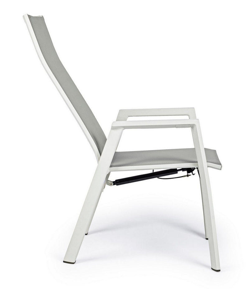 Set 4 scaune de gradina / terasa din metal si material textil, cu spatar reglabil, Steven Gri / Alb, l59,5xA72xH112 cm (8)