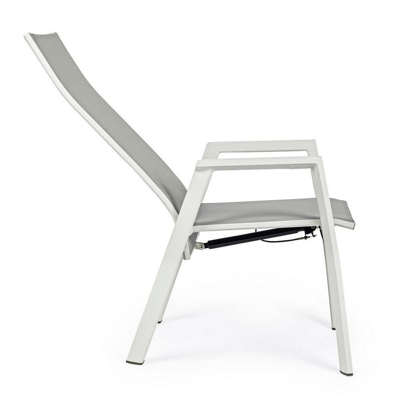 Set 4 scaune de gradina / terasa din metal si material textil, cu spatar reglabil, Steven Gri / Alb, l59,5xA72xH112 cm (7)