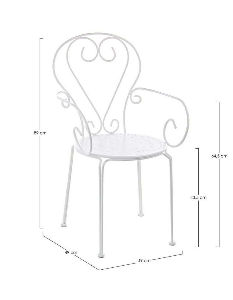 Set 4 scaune de gradina / terasa din metal Etienne Alb, l49xA49xH89 cm (8)