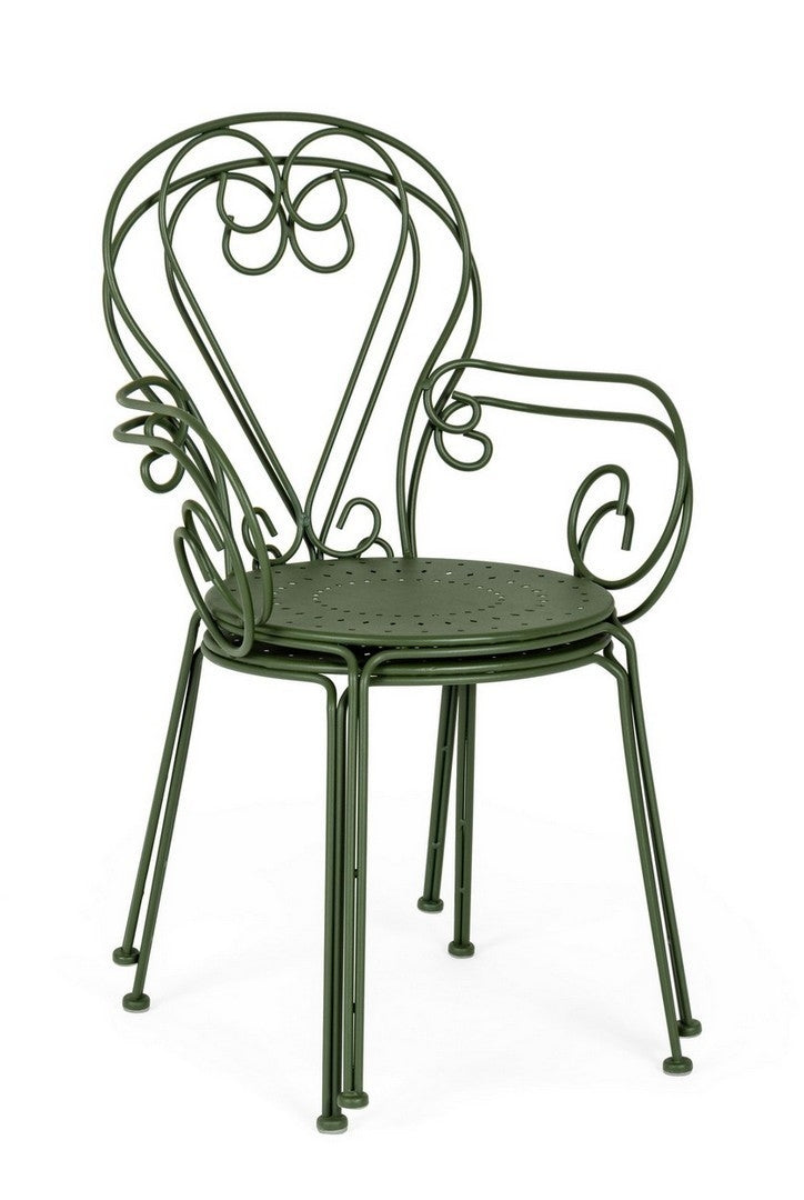 Set 4 scaune de gradina / terasa din metal Etienne Verde Inchis, l49xA49xH89 cm (7)