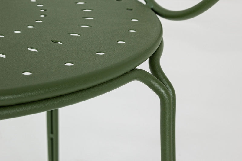 Set 4 scaune de gradina / terasa din metal Etienne Verde Inchis, l49xA49xH89 cm (6)