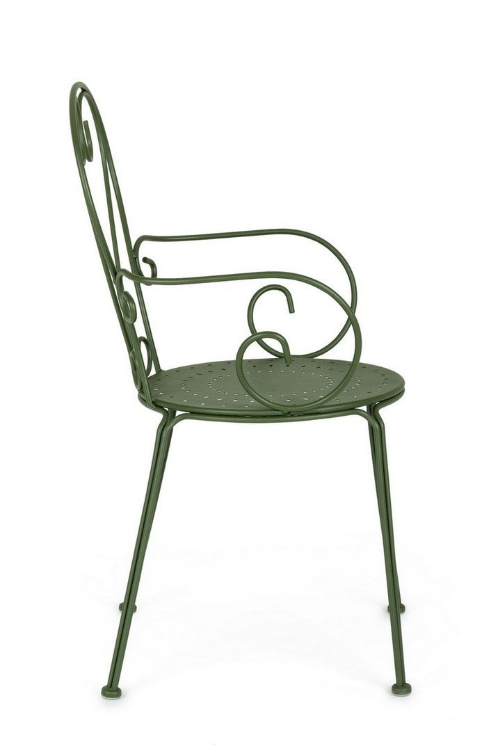 Set 4 scaune de gradina / terasa din metal Etienne Verde Inchis, l49xA49xH89 cm (3)