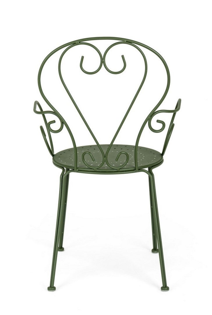 Set 4 scaune de gradina / terasa din metal Etienne Verde Inchis, l49xA49xH89 cm (4)