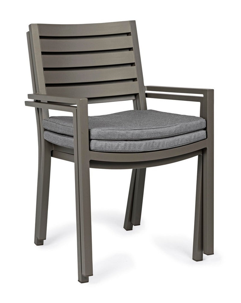 Set 4 scaune de gradina / terasa din metal cu perne detasabile, Helina Gri / Grej, l55xA56,5xH86,5 cm (7)