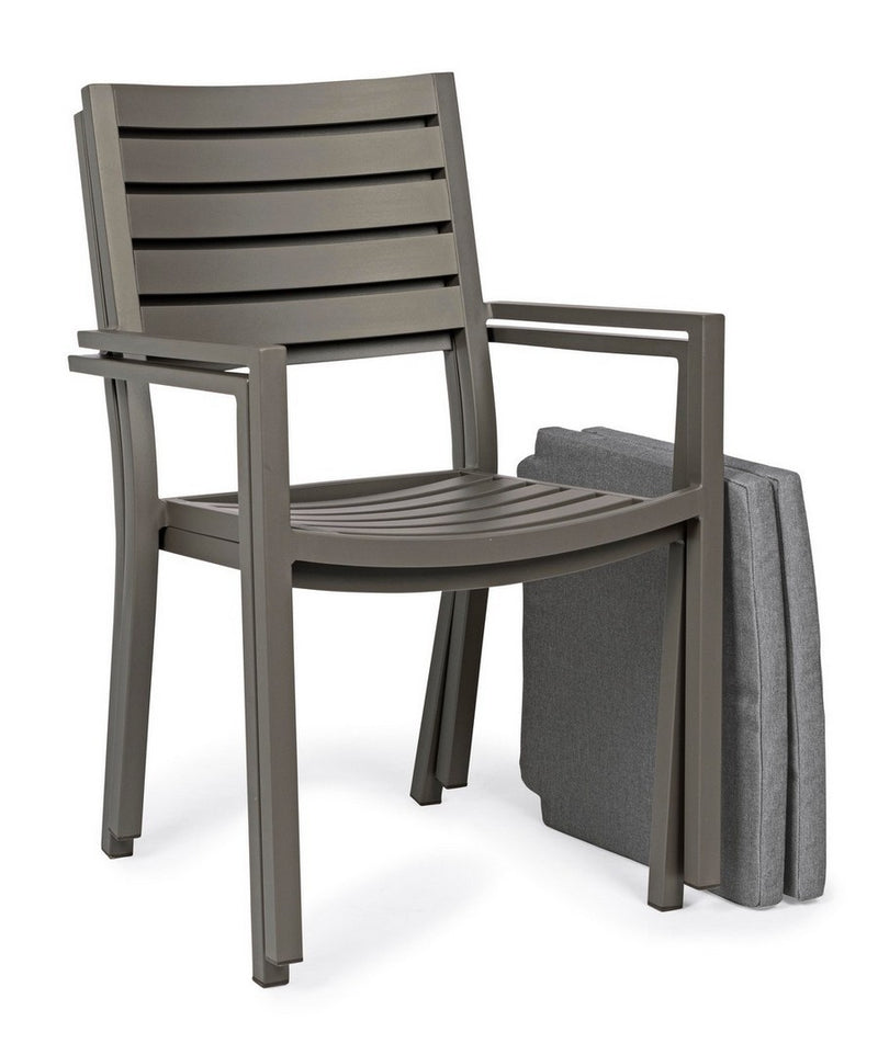 Set 4 scaune de gradina / terasa din metal cu perne detasabile, Helina Gri / Grej, l55xA56,5xH86,5 cm (8)