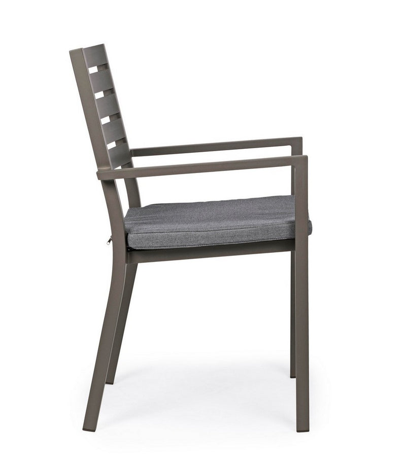 Set 4 scaune de gradina / terasa din metal cu perne detasabile, Helina Gri / Grej, l55xA56,5xH86,5 cm (4)