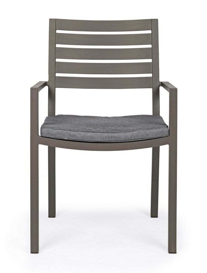 Set 4 scaune de gradina / terasa din metal cu perne detasabile, Helina Gri / Grej, l55xA56,5xH86,5 cm (2)
