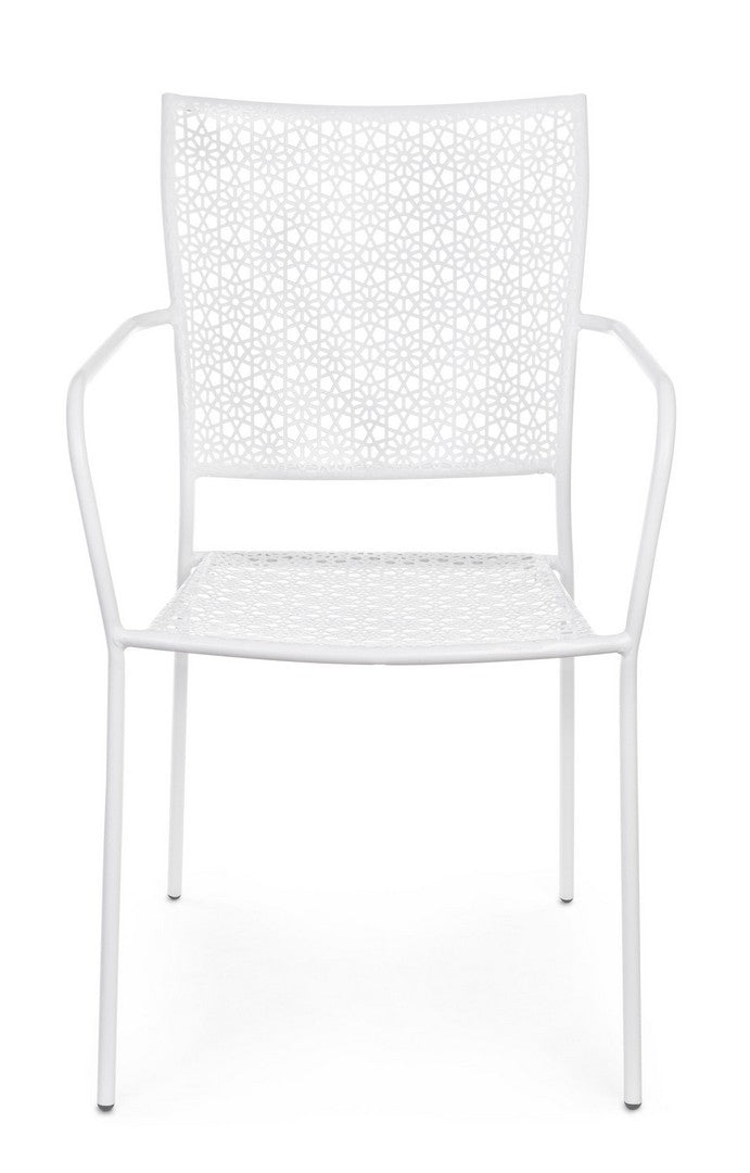 Set 4 scaune de gradina / terasa din metal Jodie Alb, l57xA55xH89 cm (3)