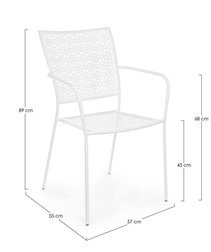 Set 4 scaune de gradina / terasa din metal Jodie Alb, l57xA55xH89 cm (7)
