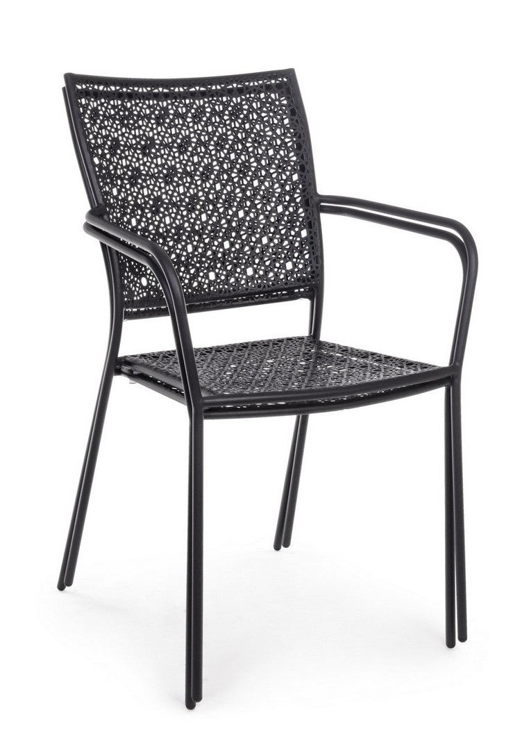 Set 4 scaune de gradina / terasa din metal Jodie Antracit, l57xA55xH89 cm (5)