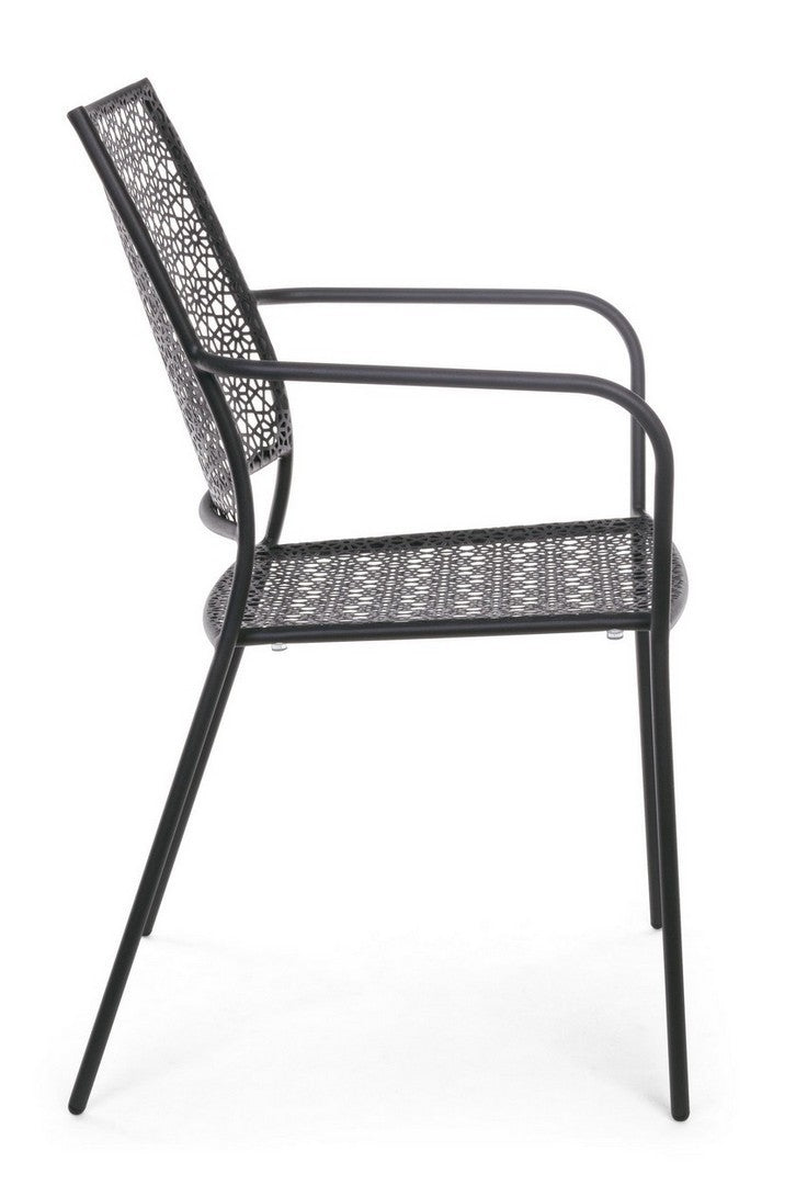 Set 4 scaune de gradina / terasa din metal Jodie Antracit, l57xA55xH89 cm (4)