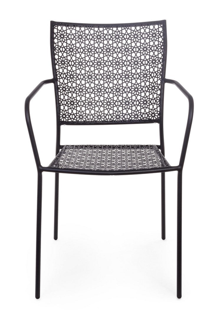 Set 4 scaune de gradina / terasa din metal Jodie Antracit, l57xA55xH89 cm (3)