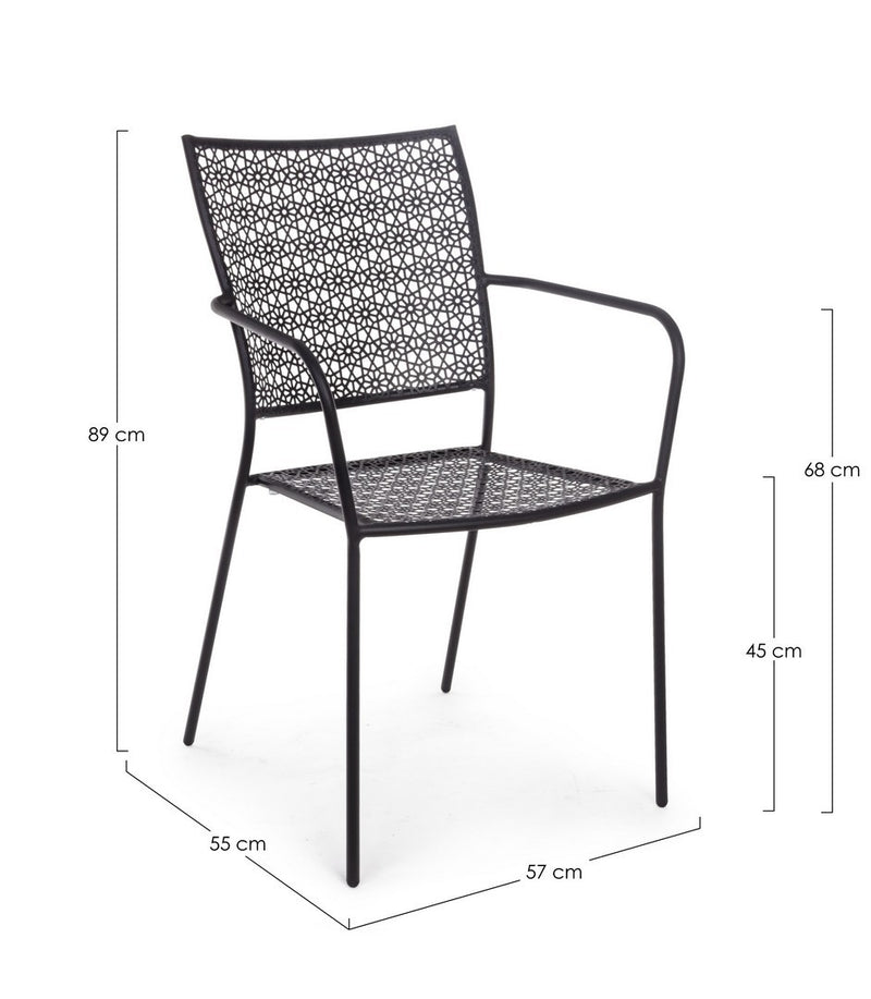 Set 4 scaune de gradina / terasa din metal Jodie Antracit, l57xA55xH89 cm (7)