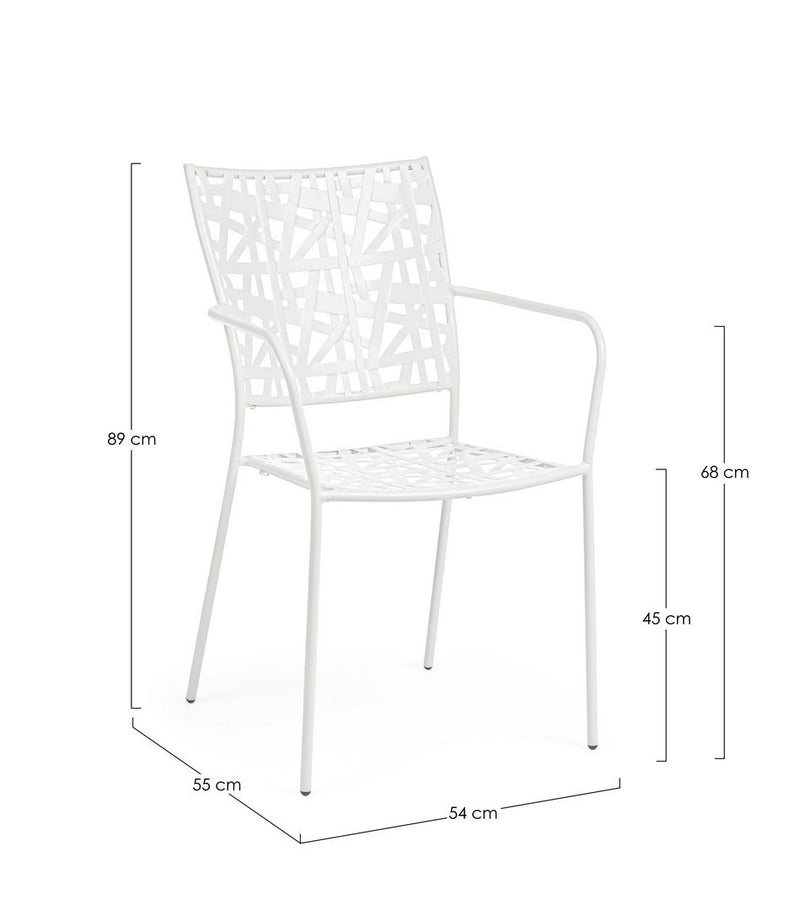 Set 4 scaune de gradina / terasa din metal Kelsie Alb, l54xA55xH89 cm (10)