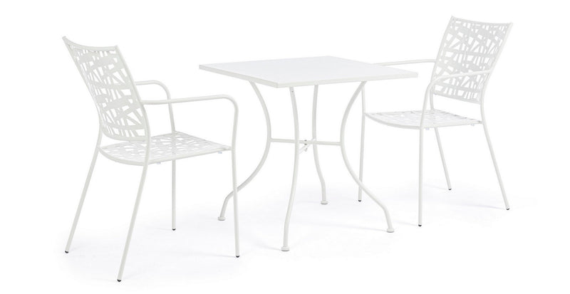 Set 4 scaune de gradina / terasa din metal Kelsie Alb, l54xA55xH89 cm (3)