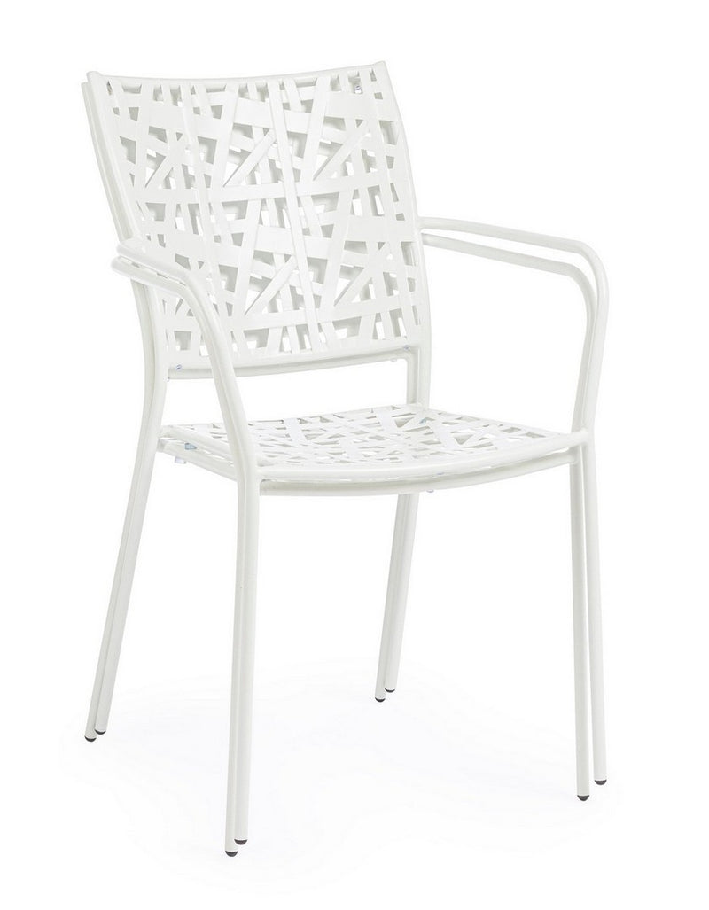 Set 4 scaune de gradina / terasa din metal Kelsie Alb, l54xA55xH89 cm (9)