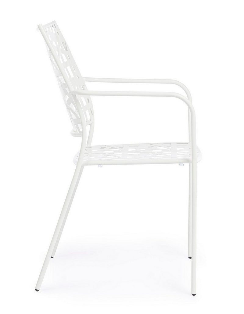 Set 4 scaune de gradina / terasa din metal Kelsie Alb, l54xA55xH89 cm (5)